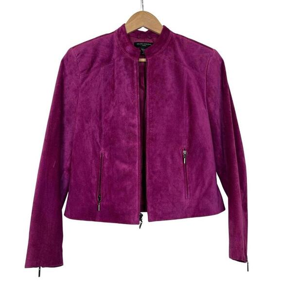 Valerie Stevens Petite Small Pink Fuchsia Suede Leather Jacket - Picture 1 of 6